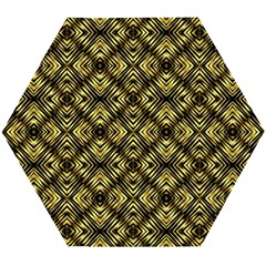 Tiled Mozaic Pattern, Gold And Black Color Symetric Design Wooden Puzzle Hexagon by Casemiro