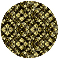 Tiled Mozaic Pattern, Gold And Black Color Symetric Design Wooden Bottle Opener (round) by Casemiro