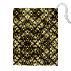 Tiled Mozaic Pattern, Gold And Black Color Symetric Design Drawstring Pouch (4xl) by Casemiro