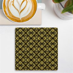 Tiled Mozaic Pattern, Gold And Black Color Symetric Design Uv Print Square Tile Coaster 