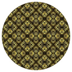 Tiled Mozaic Pattern, Gold And Black Color Symetric Design Round Trivet by Casemiro