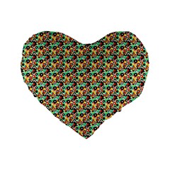 Color Spots Standard 16  Premium Flano Heart Shape Cushions by Sparkle