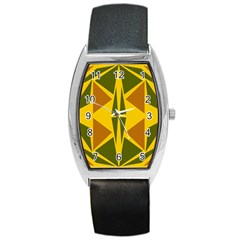 Folk Flowers Floral Art Print Flowers Abstract Art  Barrel Style Metal Watch by Eskimos