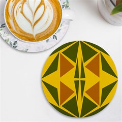  Abstract Geometric Design   Geometric Fantasy  Terrazzo  Uv Print Round Tile Coaster by Eskimos