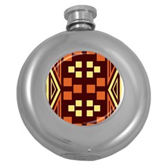 Abstract Pattern Geometric Backgrounds  Round Hip Flask (5 Oz) by Eskimos