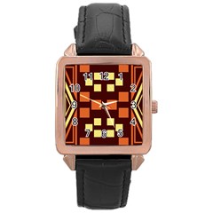 Abstract Pattern Geometric Backgrounds  Rose Gold Leather Watch  by Eskimos