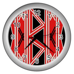 Abstract Pattern Geometric Backgrounds  Wall Clock (silver) by Eskimos