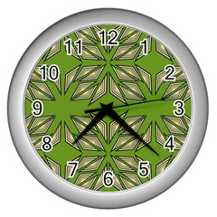 Abstract Pattern Geometric Backgrounds  Wall Clock (silver) by Eskimos