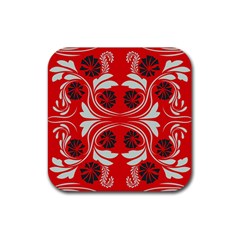 Folk Flowers Print Floral Pattern Ethnic Art Rubber Coaster (square) by Eskimos