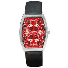 Folk Flowers Print Floral Pattern Ethnic Art Barrel Style Metal Watch by Eskimos