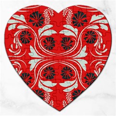 Folk Flowers Print Floral Pattern Ethnic Art Jigsaw Puzzle (heart) by Eskimos