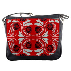 Folk Flowers Print Floral Pattern Ethnic Art Messenger Bag by Eskimos