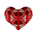 Folk flowers print Floral pattern Ethnic art Standard 16  Premium Heart Shape Cushions Back