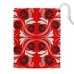 Folk Flowers Print Floral Pattern Ethnic Art Drawstring Pouch (5xl) by Eskimos