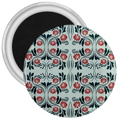 Folk Flowers Print Floral Pattern Ethnic Art 3  Magnets by Eskimos