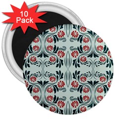 Folk Flowers Print Floral Pattern Ethnic Art 3  Magnets (10 Pack)  by Eskimos