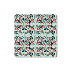 Folk Flowers Print Floral Pattern Ethnic Art Square Magnet by Eskimos