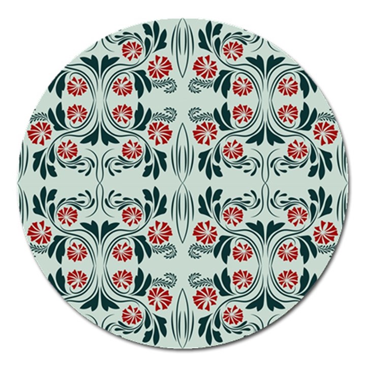 Folk flowers print Floral pattern Ethnic art Magnet 5  (Round)