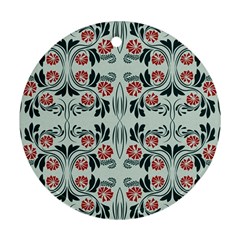 Folk Flowers Print Floral Pattern Ethnic Art Round Ornament (two Sides) by Eskimos