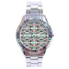 Folk Flowers Print Floral Pattern Ethnic Art Stainless Steel Analogue Watch by Eskimos