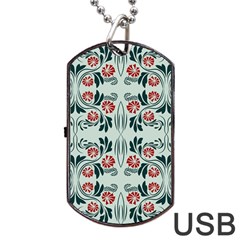 Folk Flowers Print Floral Pattern Ethnic Art Dog Tag Usb Flash (two Sides) by Eskimos