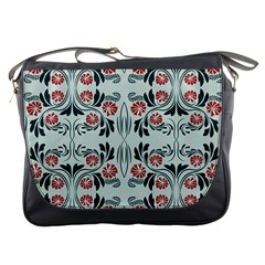 Folk Flowers Print Floral Pattern Ethnic Art Messenger Bag by Eskimos