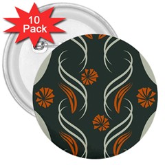 Folk flowers print Floral pattern Ethnic art 3  Buttons (10 pack) 