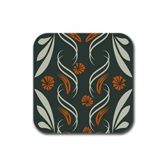 Folk flowers print Floral pattern Ethnic art Rubber Square Coaster (4 pack)