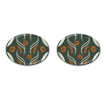 Folk flowers print Floral pattern Ethnic art Cufflinks (Oval) Front(Pair)