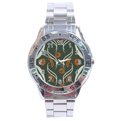 Folk flowers print Floral pattern Ethnic art Stainless Steel Analogue Watch