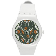 Folk Flowers Print Floral Pattern Ethnic Art Round Plastic Sport Watch (m) by Eskimos