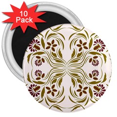 Folk Flowers Print Floral Pattern Ethnic Art 3  Magnets (10 Pack)  by Eskimos