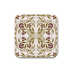 Folk Flowers Print Floral Pattern Ethnic Art Rubber Square Coaster (4 Pack) by Eskimos