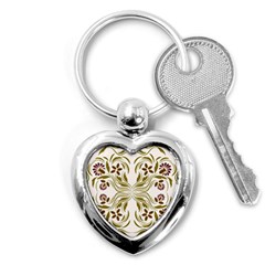 Folk Flowers Print Floral Pattern Ethnic Art Key Chain (heart) by Eskimos