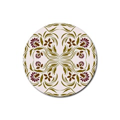 Folk Flowers Print Floral Pattern Ethnic Art Rubber Coaster (round) by Eskimos