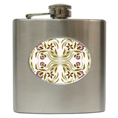 Folk Flowers Print Floral Pattern Ethnic Art Hip Flask (6 Oz) by Eskimos