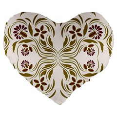 Folk Flowers Print Floral Pattern Ethnic Art Large 19  Premium Heart Shape Cushions by Eskimos