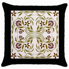 Folk Flowers Print Floral Pattern Ethnic Art Throw Pillow Case (black) by Eskimos