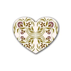 Folk Flowers Print Floral Pattern Ethnic Art Rubber Coaster (heart) by Eskimos