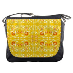 Folk Flowers Print Floral Pattern Ethnic Art Messenger Bag by Eskimos