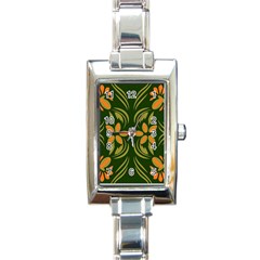 Folk Flowers Print Floral Pattern Ethnic Art Rectangle Italian Charm Watch by Eskimos