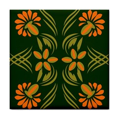 Folk Flowers Print Floral Pattern Ethnic Art Tile Coaster by Eskimos