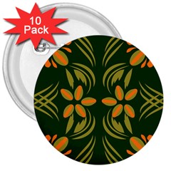 Folk Flowers Print Floral Pattern Ethnic Art 3  Buttons (10 Pack)  by Eskimos