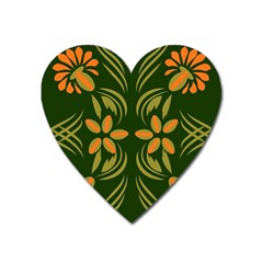 Folk Flowers Print Floral Pattern Ethnic Art Heart Magnet