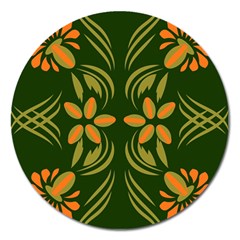 Folk Flowers Print Floral Pattern Ethnic Art Magnet 5  (round) by Eskimos