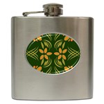 Folk flowers print Floral pattern Ethnic art Hip Flask (6 oz) Front