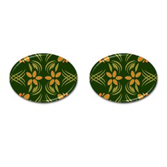 Folk Flowers Print Floral Pattern Ethnic Art Cufflinks (oval) by Eskimos