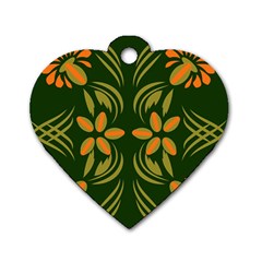 Folk Flowers Print Floral Pattern Ethnic Art Dog Tag Heart (two Sides) by Eskimos