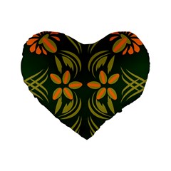 Folk Flowers Print Floral Pattern Ethnic Art Standard 16  Premium Heart Shape Cushions by Eskimos