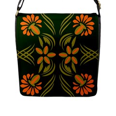 Folk Flowers Print Floral Pattern Ethnic Art Flap Closure Messenger Bag (l) by Eskimos